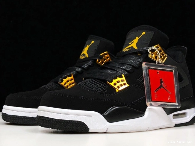 Gold-White 4 Black Jordan Air 308497-032 Royalty Metallic 0707